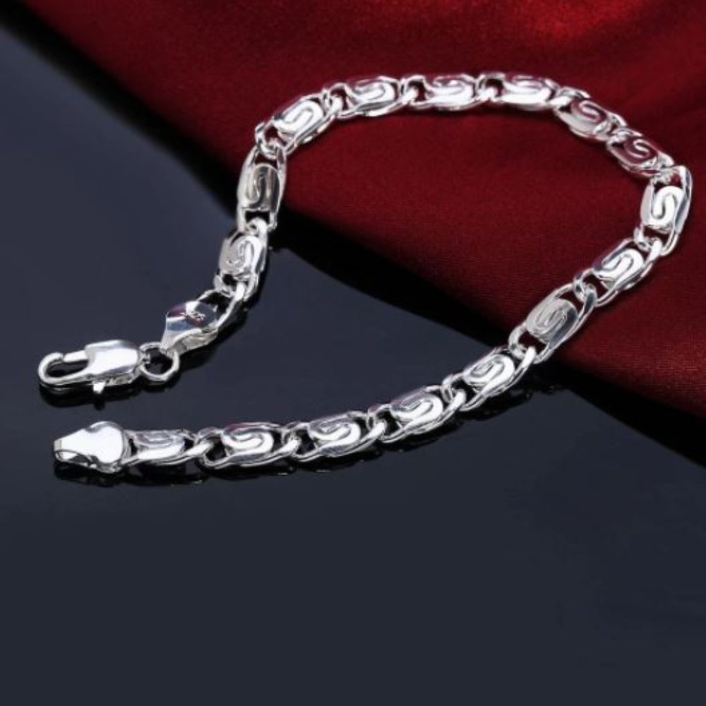 925 Sterling Silver Flat Chain Link Bracelet